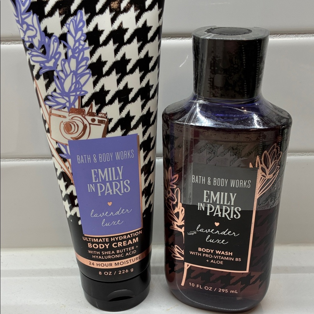 NWT! BBW Emily in Paris Lavender Luxe Body Wash and Cream Set